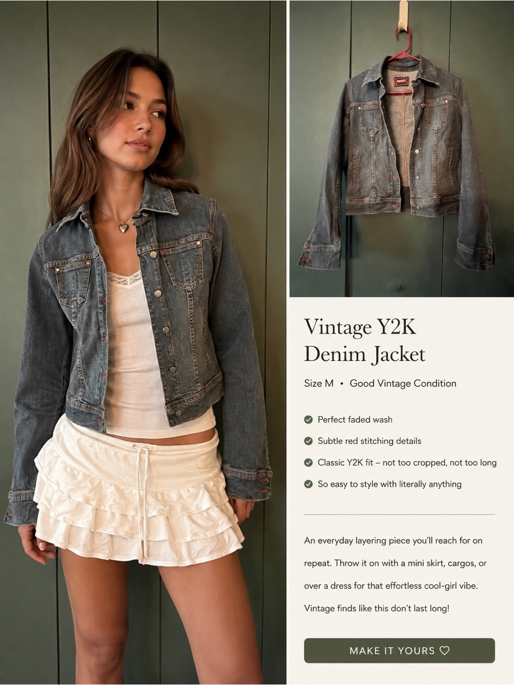Bubblegum dark denim women’s jean jacket.